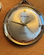 Porta Taschenuhr 17Jewels Incabloc mit Kette, vergoldet, Vintage