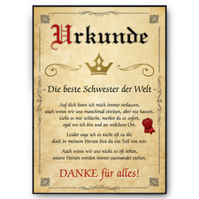 Beste Schwester Urkunde Bild