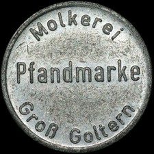 MILCHMARKE: Pfandmarke. MOLKEREI GROß-GOLTERN / HANNOVER ⇒ BARSINGHAUSEN.