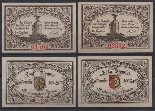 32761 rot 2 x notgeld - kn, rot: