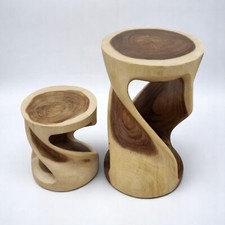 Suar Holz Beistelltisch Blumensäule Massivholz Hocker Tisch Akazie Deko