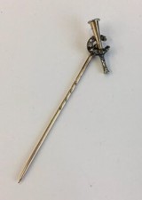 Antike diamantbesetzte 9 kt Gold (geprüft) Jagdhorn & Hufeisen Stecknadel 