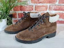 TOPSHOP HELLBRAUNE STIEFELETTEN UK 7 EU 40 WILDLEDER SHERPA-BESATZ ZUM SCHNÜREN FLACH DAMEN