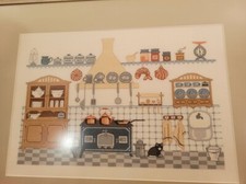 LKE  liebevolle kreuzstichentwürfe Küche  fertig gestickt 69 x 53 cm