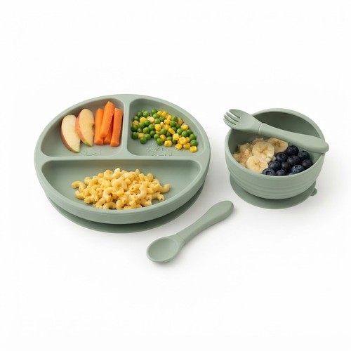 Silikon saug teller set - silikon,