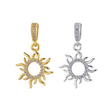 Halskette Anhänger Sonne aus 925 Silber mit Zirkonia, mit oder ohne Kette, Damen
