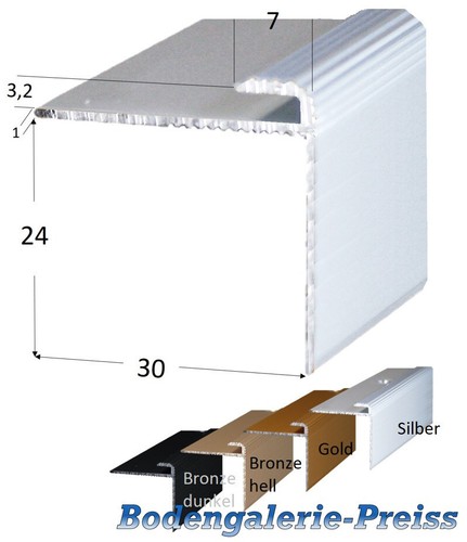3x24mm treppenkantenprofil - 3x24mm, •treppenkantenprofil