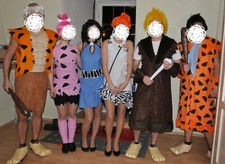 Paketpreis  Familie Feuerstein Gruppenfaschingskostüm für 8 Personen mit Zubehör