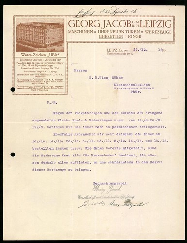 Rechnung leipzig 1916 - leipzig, 1916,
