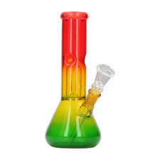 Ice + Perkolator Mini Bong aus Borosilikatglas rastafarben 21 cm
