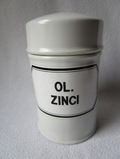 altes Apotheker Porzellan Gefäß Kruke Ol. Zinci Griffmulden Ausguss Wepa D.B.G.M