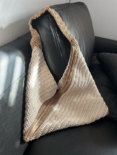 Handgemachte Häkeltasche aus 100% Baumwolle – Zweifarbig, Beige & Braun