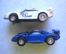 Slotcar Porsche ? Weiß H1+ Blau I1 Scale 1:43 ? L 9,5cm mit Licht Konvolut