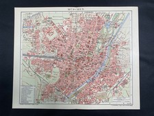 antiker historischer Stadtplan München + Straßenverzeichnis um 1909 Munich