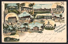 Lithographie Hagenau, Truppenübungsplatz mit Baracken, Garnison-Verwaltung, De 