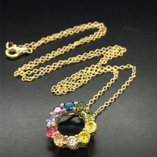 KETTE & ANHÄNGER  AUS 925/- SILBER VERGOLDET MIT MULTI ZIRKONIA SCHMUCKJAGD