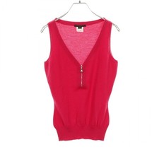LOUIS VUITTON Half Zip Strick Pullover Weste #M Kaschmir Rosa Gebraucht Damen