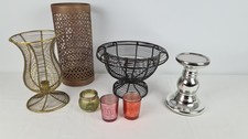 großes Konvolut: Metall-/ Glas Kerzenhalter, Obstkorb Metall