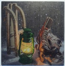 Deko HDF - Love Liebe Winter Schnee Garten Ski Schlitten Laterne