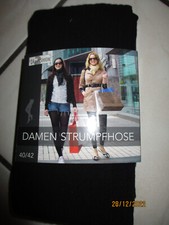 warme weiche bequeme Strumpfose Gr 40/42 schwarz modische Rippenstruktur Lycra
