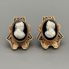 OHRRINGE ANTIK MIT GEMME BIEDERMEIER WERT EUR 1198,-