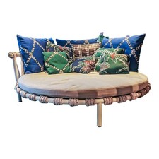 Cassina Outdoor Sofa Trampoline 561 Stoff Egadi Argento Seil Teipan mit 9 Kissen