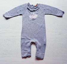 süßer Baby Mädchen STRICK STRAMPLER 56/62 Overall GESTRICKT LANGarm grau TOP