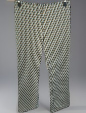 CALZEDONIA | 7/8 Hose Gr. L | blau-beige gemustert | Leicht ausgestellt