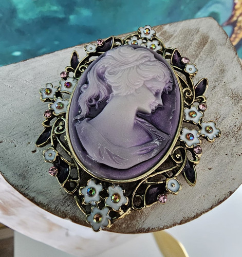 Vintage kamee brosche oval - vintage,