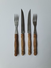 2 x Messer und Gabel mit Holzgriff rostfrei Steakmesser