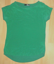 Bluse Gr. S Hallhuber kurzarm ärmellos Materialmix Seide T-Shirt Pullover Pulli