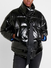 LTB Damen Oversize Steppjacke Winterjacke Jacke Lack Schwarz