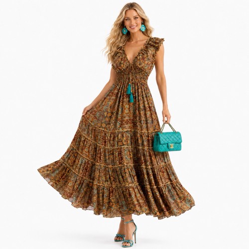 Boho maxi kleid damen - boho,