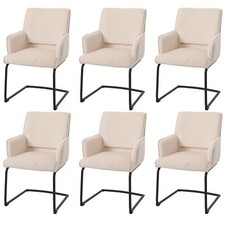 B-Ware 6er-Set Freischwinger MCW-N60, Stoff/Textil Öko-Tex, creme-beige