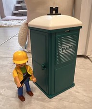 Playmobil Figur Bau Bauarbeiter mit  Mobile Toilette Dixi Clo Zubehör