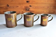 3x Messbecher Kupfer mit Messing-Henkel Deltic 250ml 500ml 750ml Handarbeit