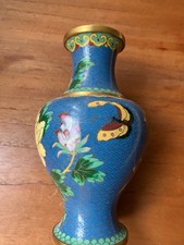 schoene alte chinesische Cloisonne Vase, H 18 cm