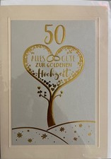 Goldene Hochzeit 50. Hochzeitstag große A5-Karte mit Umschlag Herzbaum Goldfolie