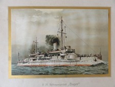 Küstenpanzerschiff Hagen, Chromolithografie,Deutschland zur See,1. Weltkrieg
