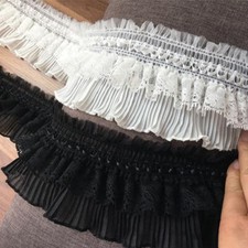 Spitze Chiffon Plissiert Rüsche Borte Band Hochzeitskleid Nähen 3,54 Zoll breit