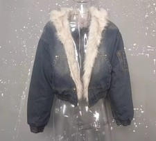 Jeansjacke mit Kapuze Crop