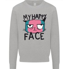 Katze My Happy Gesicht Lustig Grumpy Herren Sweatshirt Pullover