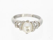 Moderner, ausgefallener Design Ring - Weissgold 585 - 14K, Perl-/Brillantring