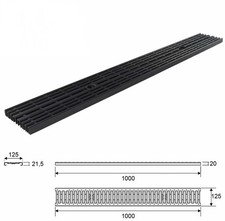 22x Abdeckrost Stegrost Gitter Rost Terrasse Entwässerung Rinne PVC Schwarz A-15