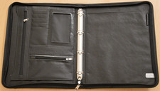 Leder-Dokumentenmappe / Schreibmappe / Konferenzmappe - schwarz * NEU *