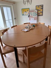 Großer Holztisch mit 8 passenden Stühlen – robust & gepflegt