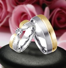 2 Exklusive Silber Trauringe Eheringe Verlobungsringe , Gravur Gratis , J371-GW