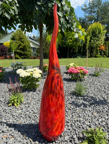 Glas gartenfackel xxl 95cm - glas, rot