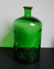 alter Weinballon 5 Liter Gärballon Glas Flasche Deko Grünglas geblasen H. 32 cm