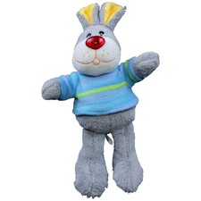Windel Singender Hase in blauem Pullover Kuscheltier 32cm Gebraucht Hase